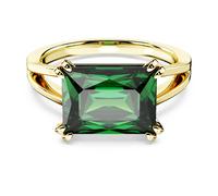 Swarovski Anillo de cóctel Stilla, Talla rectangular, Verde, Baño tono oro