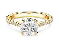 Anillo de cóctel Stilla, Talla redonda, Pavé, Blanco, Acabado en oro de 18 quilates 50