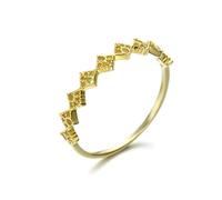 Anillo de compromiso, anillo apilable, anillo liso de luna hueca, oro amarillo de 18,1 quilates, bonitos regalos para mujer, K 1/2, Oro amarillo de 18 quilates, No es una piedra preciosa