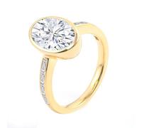 Anillo de compromiso con alianza de boda de oro amarillo para mujer, moissanita de 9 quilates con forma ovalada, moissanita, tamaño H 1/2, elegante para hermanas, joyería de graduación, L 1/2, Oro