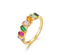 Anillo de compromiso con circonita cúbica, oro amarillo de 9 K/14 quilates, circonita cúbica, forma rectangular, piedras incrustadas, joyería de moda para esposa, T 1/2, Circonia cúbica