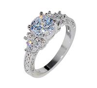Anillo de compromiso con piedra natal de corte natural para novia, anillo de boda para niñas, 5, Metal, Sin piedras preciosas