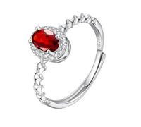 Anillo De Compromiso Con Rubí De Corte Ovalado En Plata De Ley 925 Para Mujer, Anillo De Eternidad Con Giro Infinito, Anillo De Compromiso De Cóctel Con Circonita Cúbica, Anillo De Boda Para Ella