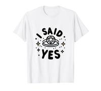 Anillo de Compromiso con Texto en inglés I Said Yes Camiseta gráfica económica, Hombre, Blanco, L