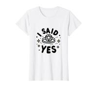 Anillo de Compromiso con Texto en inglés I Said Yes Camiseta gráfica económica, Mujer, Blanco, XL