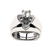 Anillo de compromiso creativo con diamantes artificiales en forma de corazón para mujer, 9