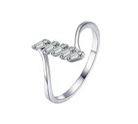 Anillo de compromiso de boda de 14 quilates, color blanco vintage, 9 quilates, Au375/Au585, triángulo rosa, 4 x 4 mm, morganita apilable para hermana elegante, J 1/2, Oro blanco, Moissanita