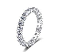 Anillo de compromiso de boda de oro blanco con moissanita de color D de 7 quilates y 5 mm de Knobspin, chapado en plata 925 for mujer(3mm(total 2.2ct),2_6.5)