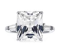 Collar Llamativo Estilo Art Deco .925 Plata Esterlina 10Ct Cuadrado Princesa Aaa Cz Circonita Cúbica Corte Brillante Anillo De Compromiso Baguette Piedras Laterales