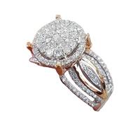 Anillo de compromiso de dos tonos chapados en oro rosa con incrustaciones de pájaros, 8, Metal, Sin piedras preciosas