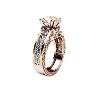 Anillo de compromiso de flores de color de boda de separación oro rosa para mujer anillos de anillos juego de libros (café, talla única)