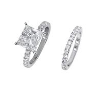 Anillo de compromiso de novia con circonita cúbica cuadrada, anillo solitario de circonita completa 5 11, talla 3, anillos para niñas, 7, Metal, Sin piedras preciosas