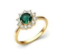 Anillo de compromiso de oro blanco con esmeralda y moissanita, 9 K, 14 K, 18 K, oro blanco