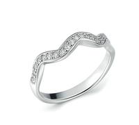 Anillo de compromiso de oro blanco, diamante de boda para mujer, forma de onda con diamante de 9 K, 14 K, 18 K, oro blanco, 47 (15.0), Oro blanco de 18 quilates (750), Diamante