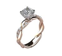 Anillo de compromiso de oro rosa de 18 quilates con diseño de princesa, eterno, 7, Metal