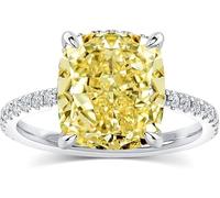Anillo de compromiso de plata de ley 925 hecho a mano con zafiro amarillo natural de corte cojín para niñas y mujeres
