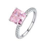Anillo de compromiso de plata de ley 925 para mujer, anillos de amistad 2 ct, elegantes con circonita rosa para mujer, Zirconia cúbica