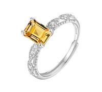 Anillo De Compromiso De Plata De Ley 925 Para Mujer, Con Amatista, Citrino, Topacio, Peridoto Y Rubí De Corte Esmeralda Natural, Ajustable, De Lujo, Con Circonita Cúbica, Promesa De Boda Y Citrino