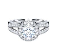 Anillo de compromiso de plata de ley con moissanita auténtica o diamante de imitación de 1 quilate para mujer, Metal Plata de ley metal Plata de ley Moissanita, Moissanita