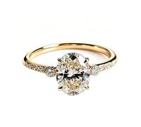 Anillo de compromiso falso de circonita cúbica ovalada redonda de 1,5 quilates, chapado en oro de 14 quilates, anillo de compromiso para mujer, anillo de eternidad de circonita cúbica, circonita