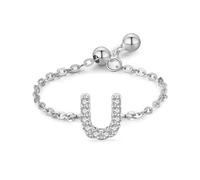 Anillo de compromiso fino para mujer, oro blanco de 9 quilates con diamante plateado, talla 50 (15,9)