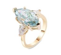 Anillo de compromiso gótico, juego de anillos de promesa con forma de marquesa de 4/5 quilates, oro amarillo moissanita, R 1/2, Oro amarillo de 18 quilates, Moissanita