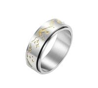 Anillo de compromiso, hombre de plata de oro 8 mm promise Verlobungsring mit Moon Star Mountain Muster de acero inoxidable, talla 54