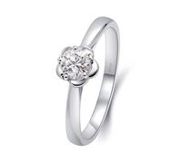 Anillo de Compromiso para mujer, alianzas de boda únicas de oro blanco con 5 garras, moissanita de 0,3 quilates, diamante creado, diamante natural, H 1/2, Oro blanco de 18 quilates, Diamante sintético