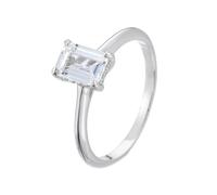 Anillo de compromiso para mujer, anillo de mujer rectangular con moissanite de 14 quilates, oro blanco de 14 quilates, talla 58 (18,5)
