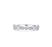 Anillo de compromiso para mujer, anillo de propuesta de matrimonio, diseño de flores simples con diamantes redondos de laboratorio, oro blanco de 9 quilates, talla 53 (16,9)