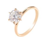 Anillo de compromiso para mujer, anillo solitario vintage con 6 garras y moissanita ovalada de 1 ct, oro amarillo de 14 quilates, talla 65 (20,7)
