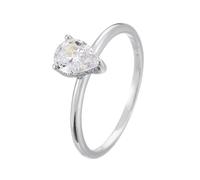 Anillo de compromiso para mujer, gotitas con moissanite de 14 quilates, oro blanco de 14 quilates, talla 52 (16,6)