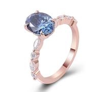 Anillo de compromiso para mujer, juego de 4 garras con moissanite ovalado de 2 quilates, oro rosa de 18 quilates, talla 66 (21.0)