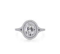 Anillo de compromiso para mujer, lujoso, ovalado, halo-moissanita, con oro blanco de 1,5 quilates de 9 quilates, talla 47 (15,0)