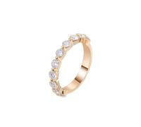 Anillo de compromiso para mujer, pulsera de anillo de 14 quilates, blanco, redondo, canal de moissanita, apilable, para graduación, anillo de compromiso personalizado para mujer, L 1/2, Moissanita
