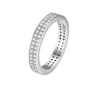 Anillo de compromiso para mujer simple anillo de boda oro blanco plata de 14 quilates, diamantes incrustaciones de dos hileras de piedras preciosas talla de novia para madre Navidad Joyas, 52.5, Oro