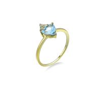 Anillo de compromiso simple, anillos meñiques para mujer, topacio triangular fino con moissanita de oro amarillo, H 1/2, Oro amarillo de 14 quilates, Topacio