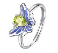 Anillo De Compromiso Solitario Con Halo De Lágrima En Plata De Ley 925 Para Mujer, Anillo De Piedra Preciosa Natural Con Corte De Pera, Banda De Mariposa Con Esmalte De Circonita Cúbica, Banda De