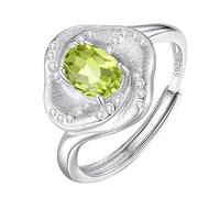 Anillo De Compromiso Solitario Con Halo De Plata De Ley 925 Para Mujer, Anillo Ajustable Con Piedra Preciosa Natural De Corte Ovalado, Banda Romántica De Rosa Con Circonita Cúbica, Banda De Compro