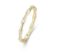 Anillo de compromiso único, bonito anillo ondulado con moissanita de forma redonda, regalos únicos para mujer, J 1/2, Oro amarillo de 18 quilates, Moissanita