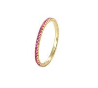 Anillo de compromiso único para mujer, anillos de compromiso de eternidad, forma redonda, regalos para amigas y mujeres únicos, H 1/2, Oro amarillo de 9 quilates, Rubí creado en laboratorio