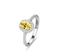 Anillo de compromiso vintage de la amistad, delicado anillo de 4 garras, 5 x 7 mm, ovalado con moissanita, plata de 18 quilates, oro blanco de 18 quilates, talla 52 (16,6)