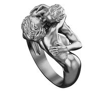 Anillo de compromiso vintage para mujer, anillo de boda para hombre y mujer, abrazando beso pareja él y su anillo creativo joyería regalo, 9