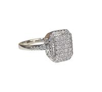 Anillo de corazón de amor propio, exquisito anillo de circonita cuadrada completa para boda, compromiso, joyería vintage, 10, Metal, Sin piedras preciosas