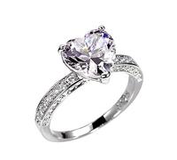 Anillo de corazón elegante Rhinestone anillo para las mujeres trabajo completo Zircon Cobre Anillos para mujeres tamaño 6 10 alrededor anillos para con nombre, 10, Cobre, Sin piedras preciosas