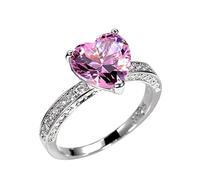 Anillo de corazón elegante Rhinestone anillo para las mujeres trabajo completo Zircon Cobre Anillos para mujeres tamaño 6 10 alrededor anillos para con nombre, 6, Cobre, Sin piedras preciosas