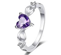Anillo de corazón sencillo y elegante para mujer en plata de ley S925 con amatista natural