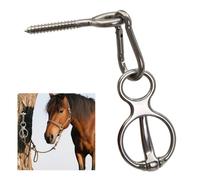 Anillo de corbata de acero inoxidable para caballos y suministros, equipo de entrenamiento de caballos con perno de ojo y sillín de broches, cierre rápido, forma humana para evitar que los caballos se