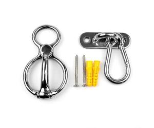 Anillo de corbata de caballo de acero inoxidable para atado seguro de equipo de entrenamiento - 115 x 65 mm, 300 g, incluye soporte de pared y clip