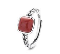 Anillo de corte chino de plata de ley 925, acabado envejecido vintage con piedra de sangre (YFJ1443: 3 g)